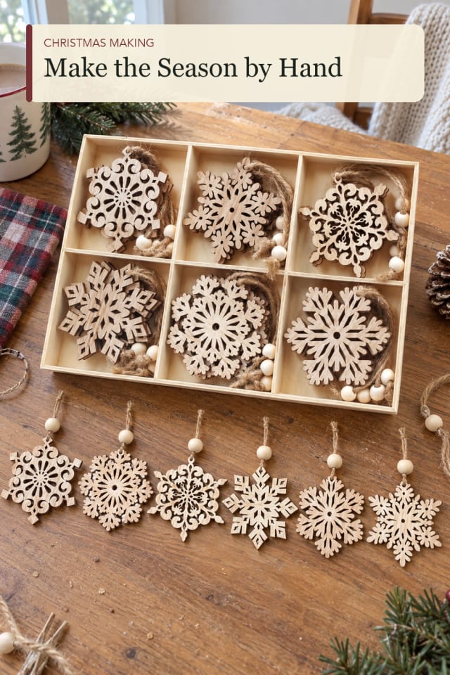 Snowflake craft supplies: Snowflake Craft Pieces for Relaxed Seasonal Making maker-lifestyle pin