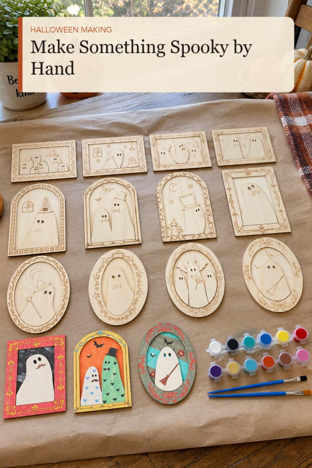 Halloween wood crafts: Halloween Wood Shapes for a Creative Afternoon at Home maker-lifestyle pin