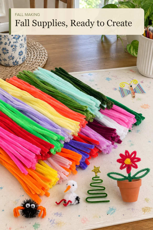 Fall pipe cleaners crafts: Flexible Craft Stems for a Festive Making Session maker-lifestyle pin