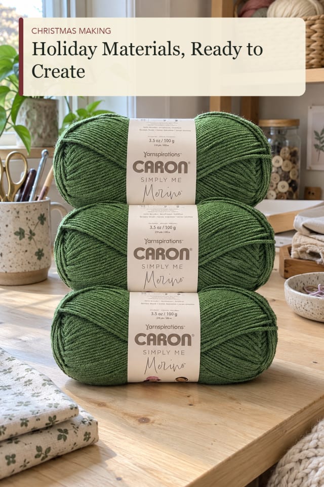 Winter yarn craft supplies: Winter Yarn Supply for a Handmade Holiday Table maker-lifestyle pin