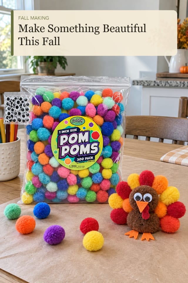 Fall pom poms crafts: Autumn Pom Poms for an Easygoing Handmade Holiday Project maker-lifestyle pin