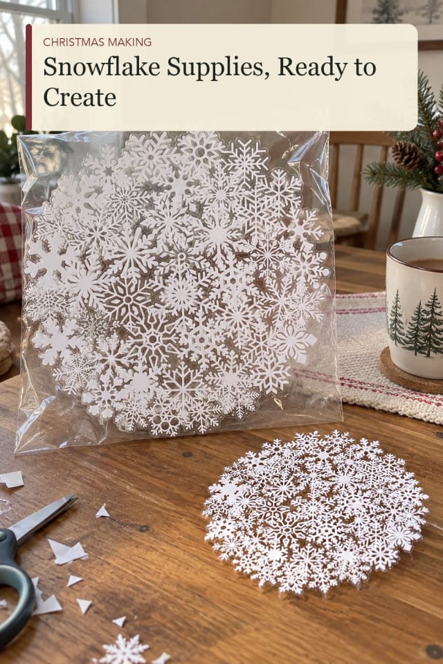 Snowflake craft supplies: Snowflake Craft Pieces for a Handmade Holiday Table maker-lifestyle pin