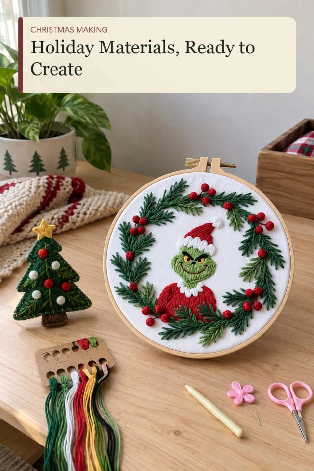 Christmas embroidery kit: Christmas Embroidery Kit for Relaxed Seasonal Making maker-lifestyle pin