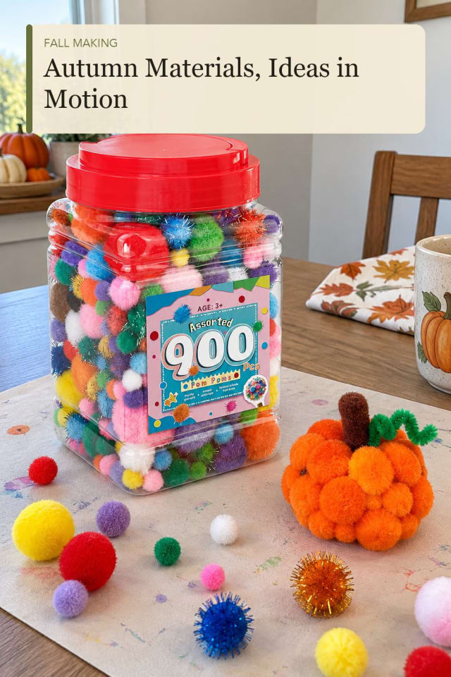 Fall pom poms crafts: Autumn Pom Poms for Thoughtful At-Home Holiday Projects maker-lifestyle pin
