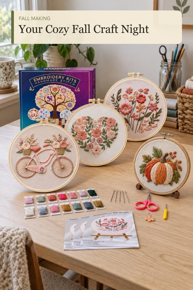 Fall embroidery kit: Embroidery Kit for an Easygoing Handmade Holiday Project maker-lifestyle pin