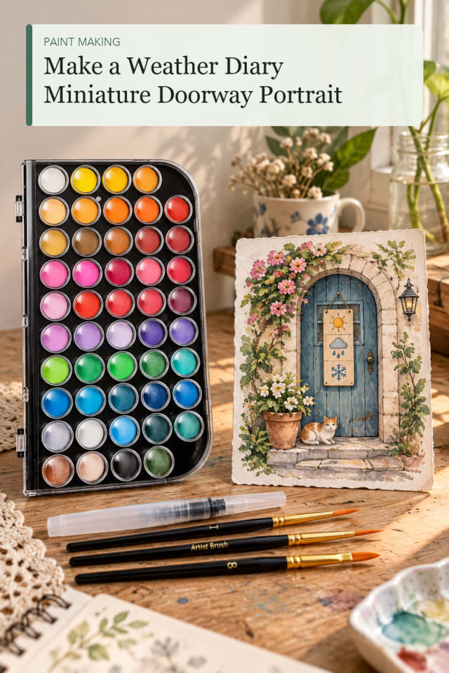 Weather Diary Miniature Doorway Portrait — Creative Painting Project Inspiration for Creative Makers maker-lifestyle pin