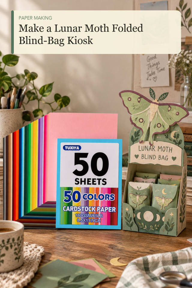 Lunar Moth Folded Blind Bag Kiosk — Creative Paper Craft Project Inspiration for Creative Makers maker-lifestyle pin