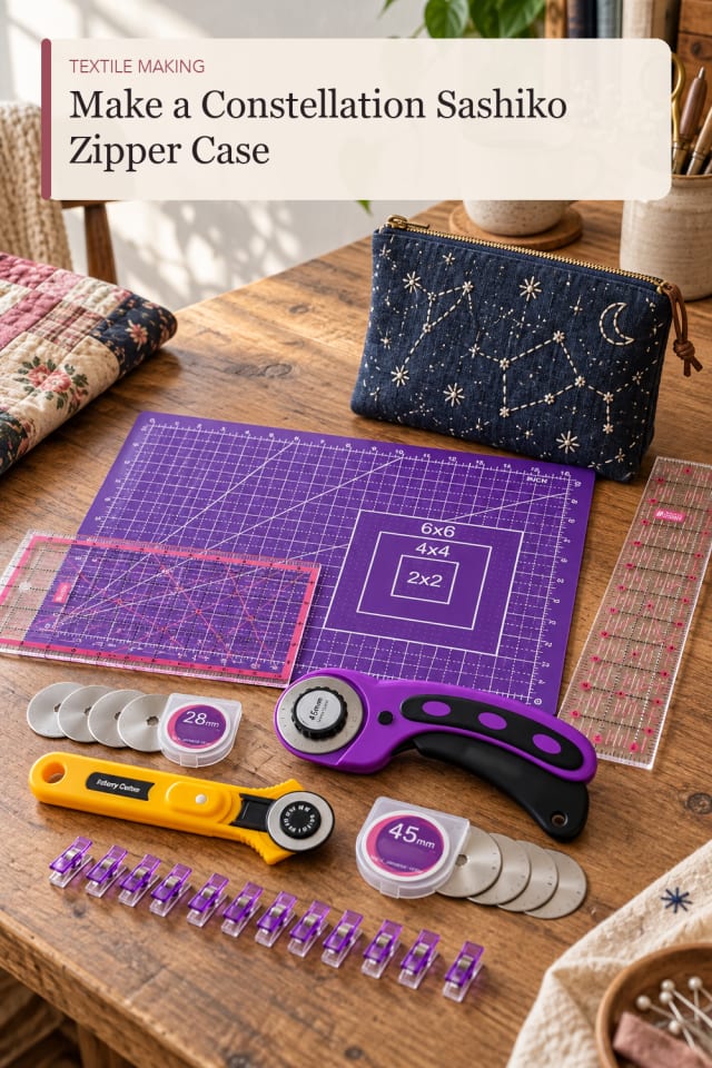 Constellation Sashiko Zipper Case — Creative Sewing and Textile Craft Project and Supply Inspiration maker-lifestyle pin