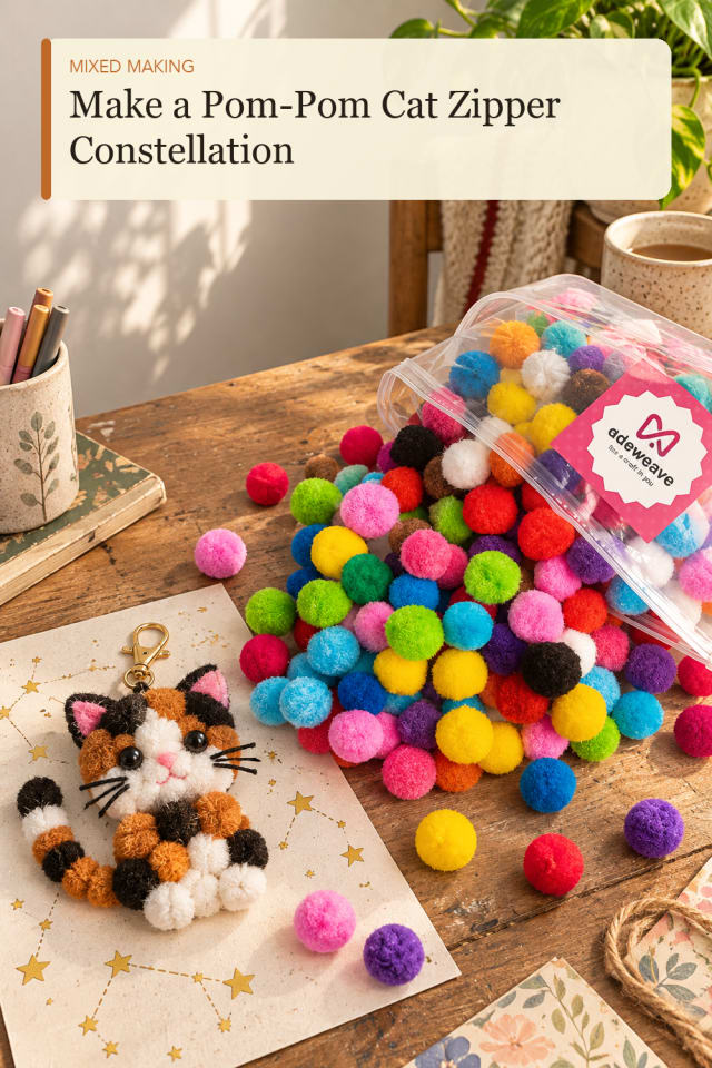 Pom Pom Cat Zipper Constellation — Creative Mixed Media Project Inspiration for Creative Makers maker-lifestyle pin