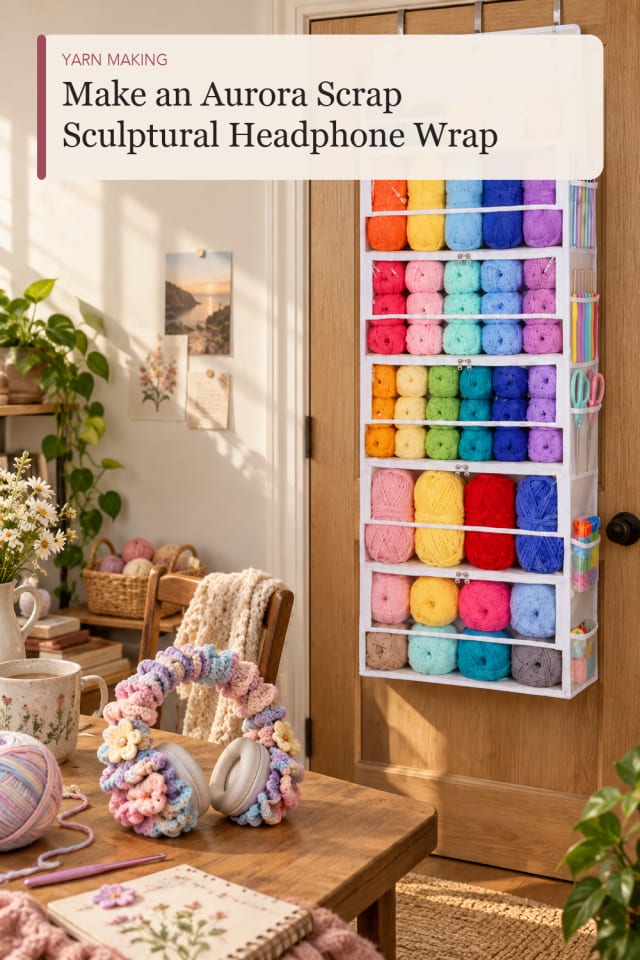 Aurora Scrap Sculptural Headphone Wrap — Creative Crochet and Yarn Craft Project for Creative Makers maker-lifestyle pin