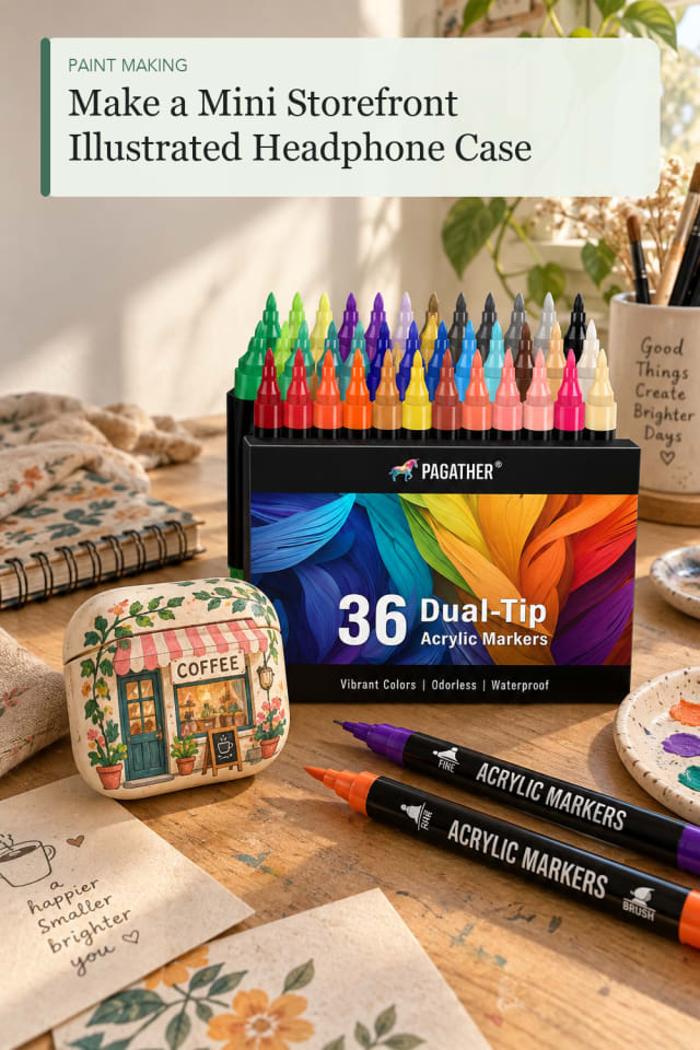 Mini Storefront Illustrated Headphone Case — Creative Painting Craft Project and Supply Inspiration maker-lifestyle pin