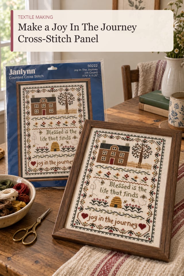 Joy In The Journey Cross Stitch Panel — DIY Sewing and Textile Craft Project and Supply Inspiration maker-lifestyle pin
