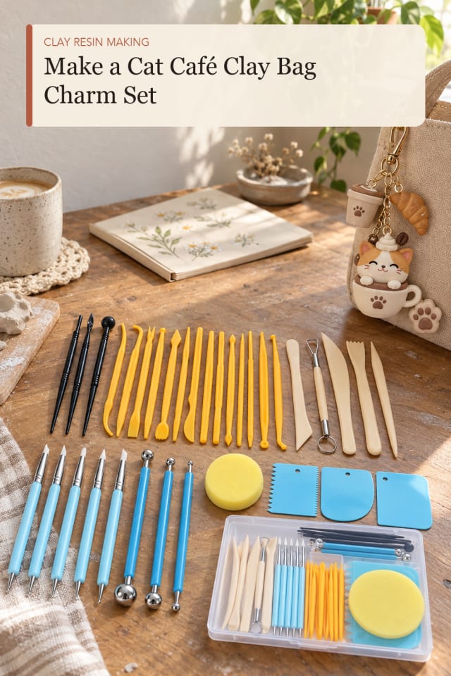 Cat Caf Clay Bag Charm Set — Handmade Project Idea and Craft Supply Inspiration for Creative Makers maker-lifestyle pin