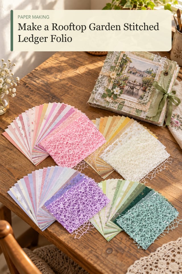 Rooftop Garden Stitched Ledger Folio — Creative Paper Craft Project Inspiration for Creative Makers maker-lifestyle pin