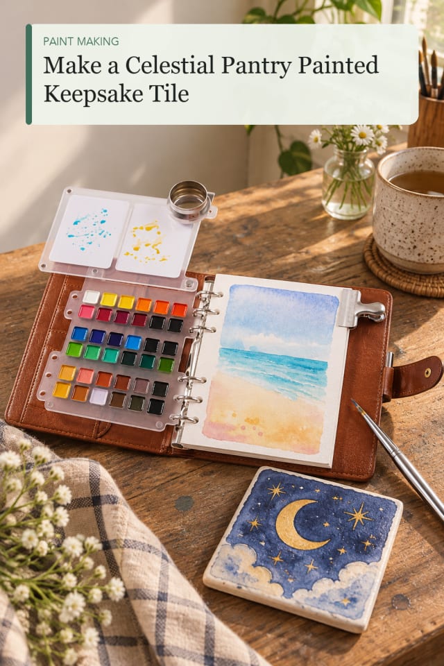 Celestial Pantry Painted Keepsake Tile — Creative Painting Project Inspiration for Creative Makers maker-lifestyle pin