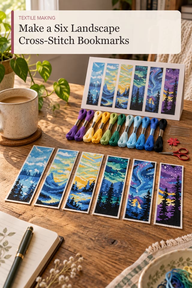 Six Landscape Cross Stitch Bookmarks — Creative Sewing and Textile Craft Project for Creative Makers maker-lifestyle pin