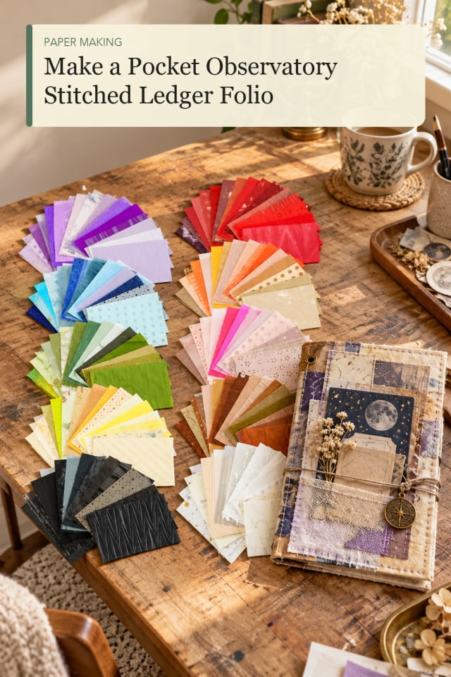 Pocket Observatory Stitched Ledger Folio — Creative Paper Craft Craft Project and Supply Inspiration maker-lifestyle pin