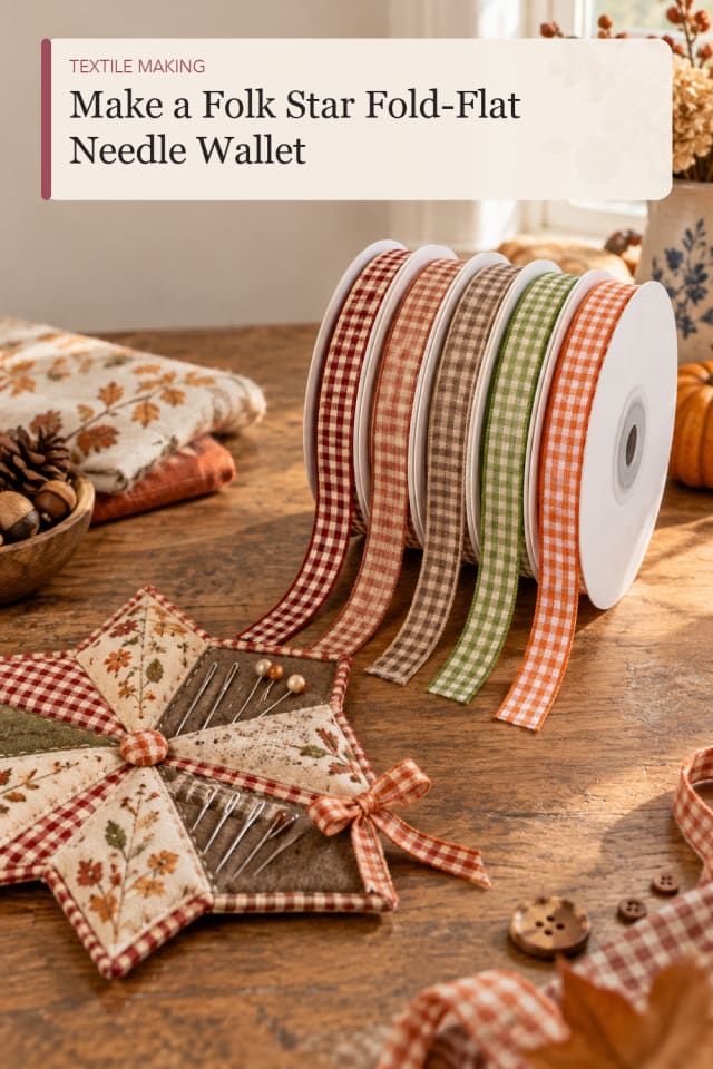 Folk Star Fold Flat Needle Wallet — Creative Sewing and Textile Craft Project and Supply Inspiration maker-lifestyle pin