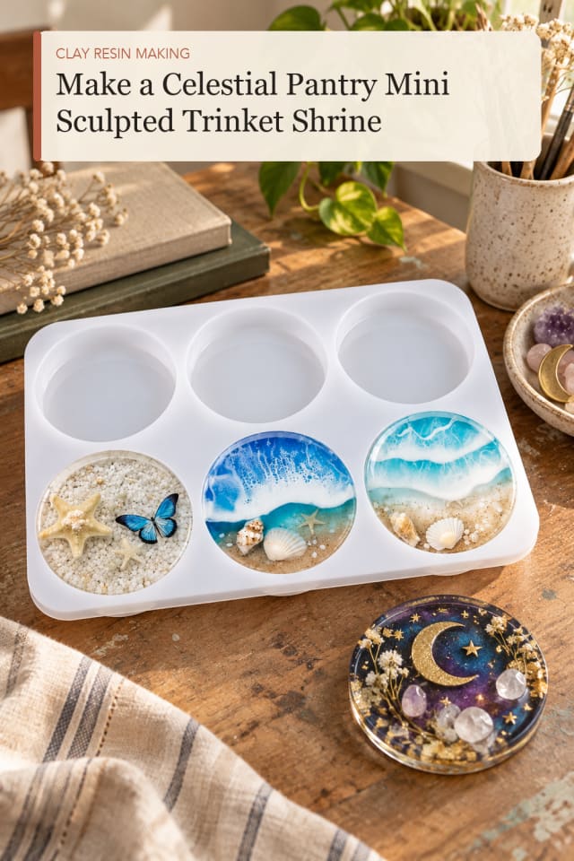 Celestial Pantry Mini Sculpted Trinket Shrine — DIY Clay and Resin Craft Project for Creative Makers maker-lifestyle pin