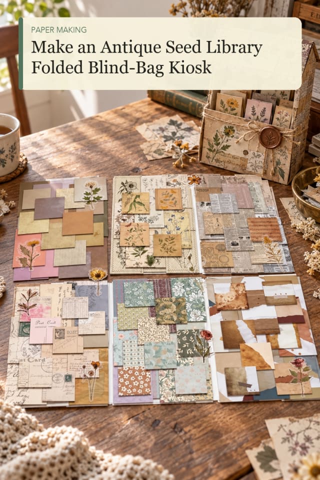 Antique Seed Library Folded Blind Bag Kiosk — Creative Paper Craft Craft Project for Creative Makers maker-lifestyle pin
