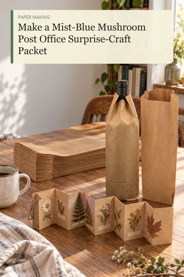 Mist Blue Mushroom Post Office Surprise Craft Packet — Paper Craft Craft Project for Creative Makers maker-lifestyle pin