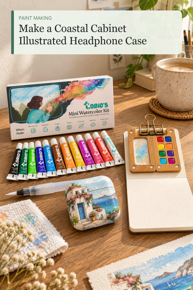 Coastal Cabinet Illustrated Headphone Case — Creative Painting Craft Project and Supply Inspiration maker-lifestyle pin