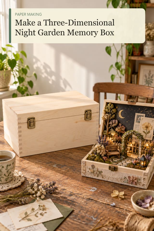 Three Dimensional Night Garden Memory Box — Creative Paper Craft Project Idea and Supply Inspiration maker-lifestyle pin