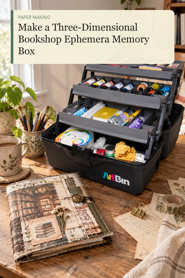Three Dimensional Bookshop Ephemera Memory Box — Paper Craft Project Inspiration for Creative Makers maker-lifestyle pin