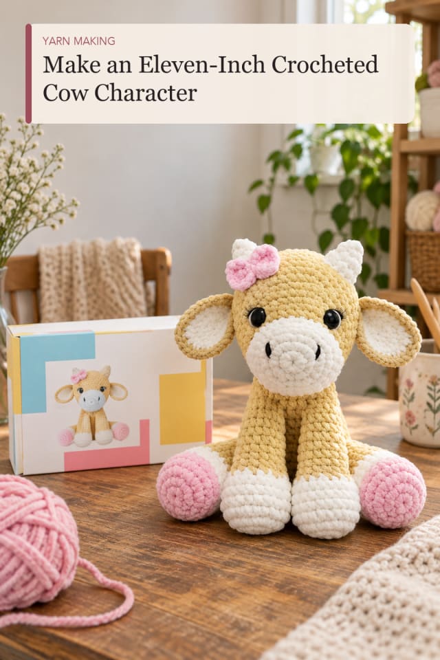 Eleven Inch Crocheted Cow Character — Creative Crochet and Yarn Craft Project and Supply Inspiration maker-lifestyle pin