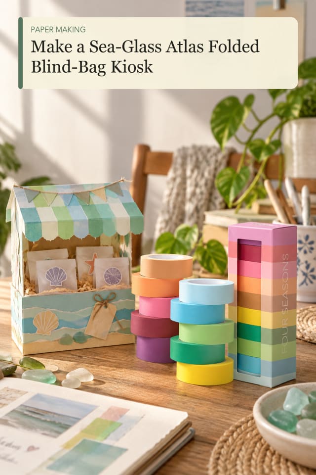 Sea Glass Atlas Folded Blind Bag Kiosk — Creative Paper Craft Craft Project and Supply Inspiration maker-lifestyle pin
