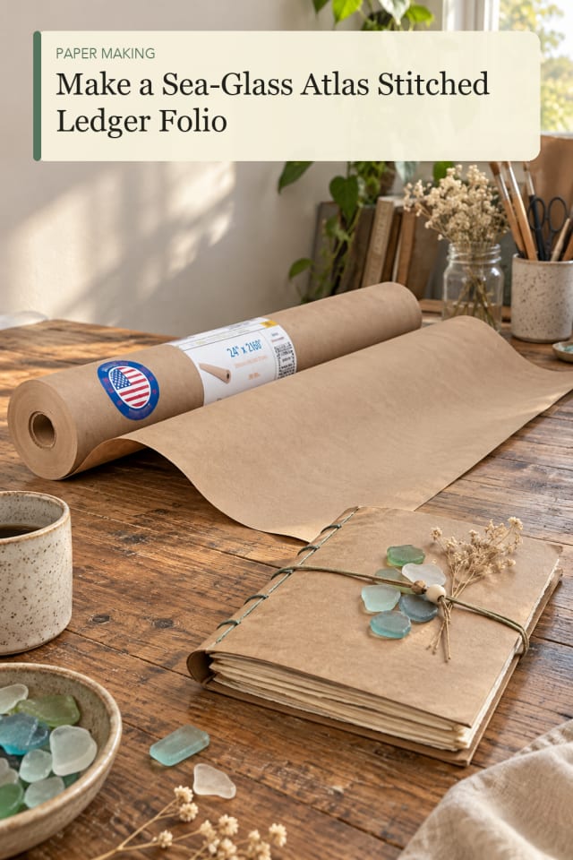 Sea Glass Atlas Stitched Ledger Folio — Creative Paper Craft Project Inspiration for Creative Makers maker-lifestyle pin