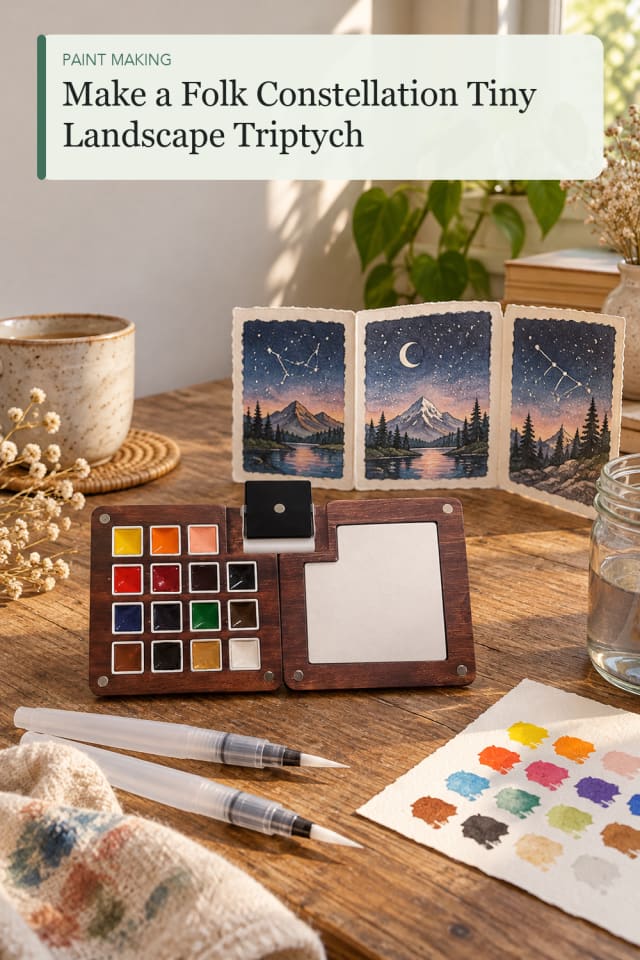 Folk Constellation Tiny Landscape Triptych — Creative Painting Craft Project and Supply Inspiration maker-lifestyle pin
