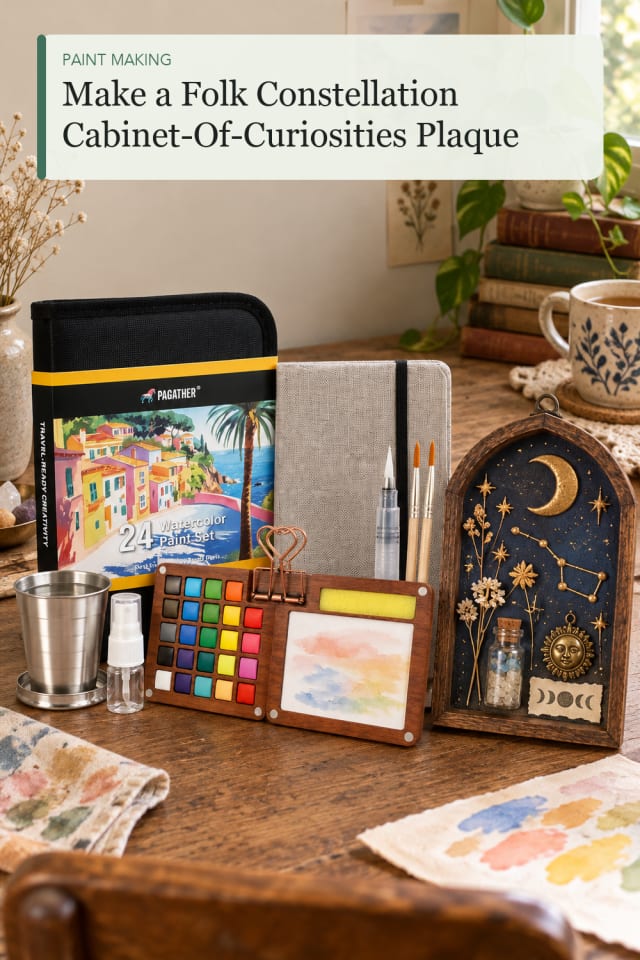 Folk Constellation Cabinet Of Curiosities Plaque — DIY Painting Craft Project and Supply Inspiration maker-lifestyle pin