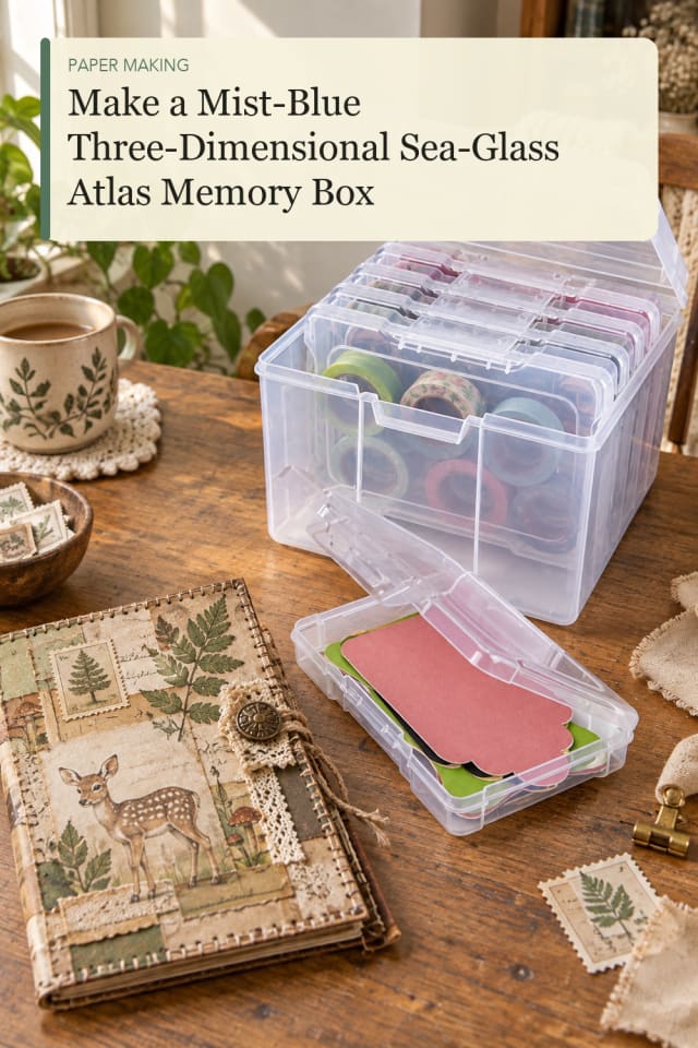 Mist Blue Three Dimensional Sea Glass Atlas Memory Box — Paper Craft Project Inspiration for Makers maker-lifestyle pin
