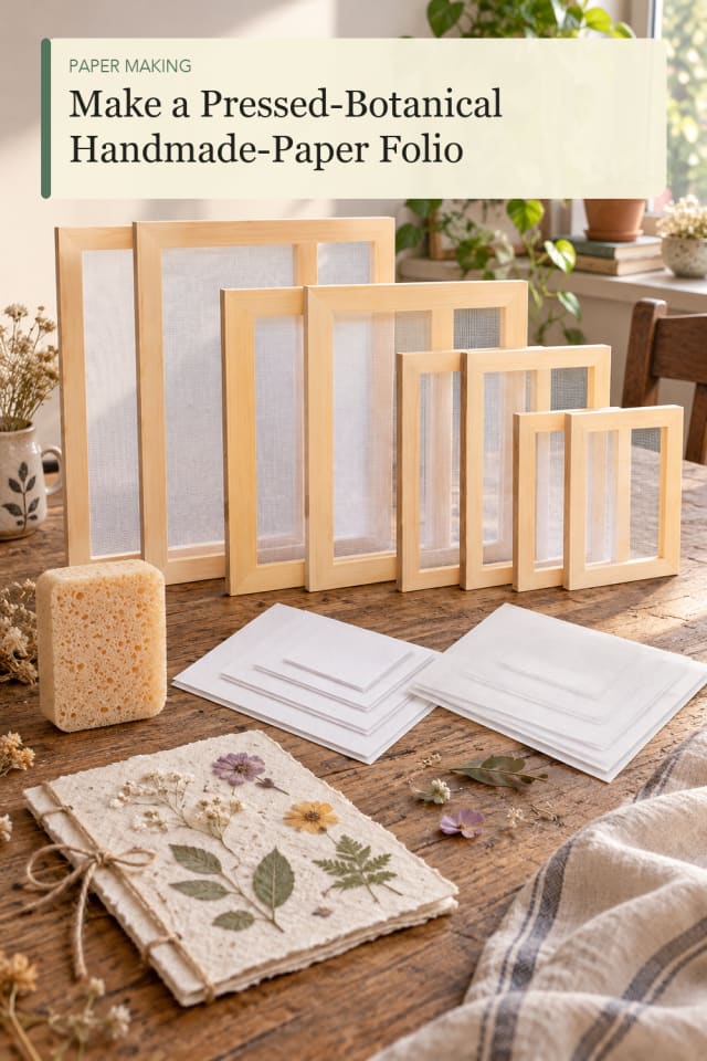 Pressed Botanical Handmade Paper Folio — Creative Paper Craft Craft Project and Supply Inspiration maker-lifestyle pin