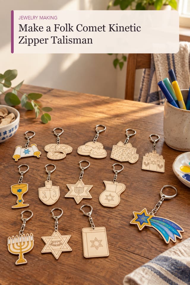 Folk Comet Kinetic Zipper Talisman — Creative Jewelry Making Project Inspiration for Creative Makers maker-lifestyle pin