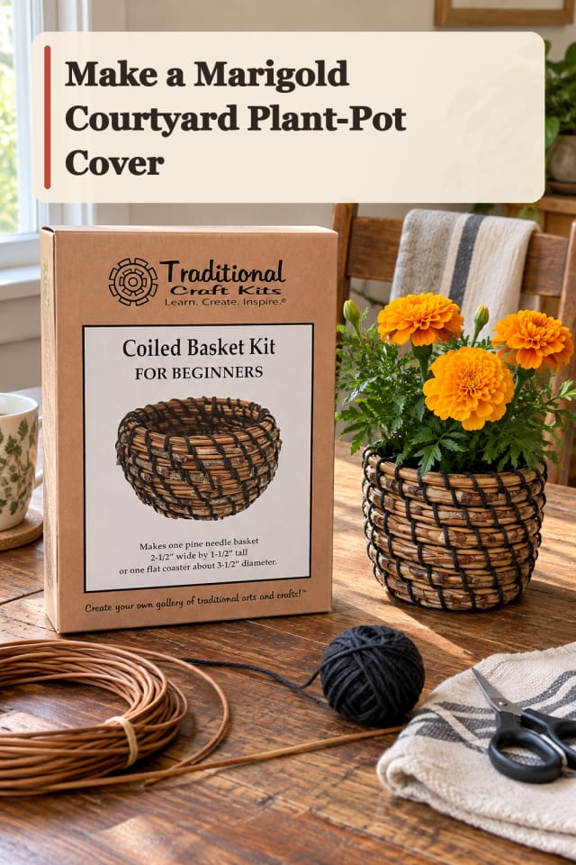 Marigold Courtyard Plant Pot Cover — Basket Weaving Project Inspiration maker-lifestyle pin