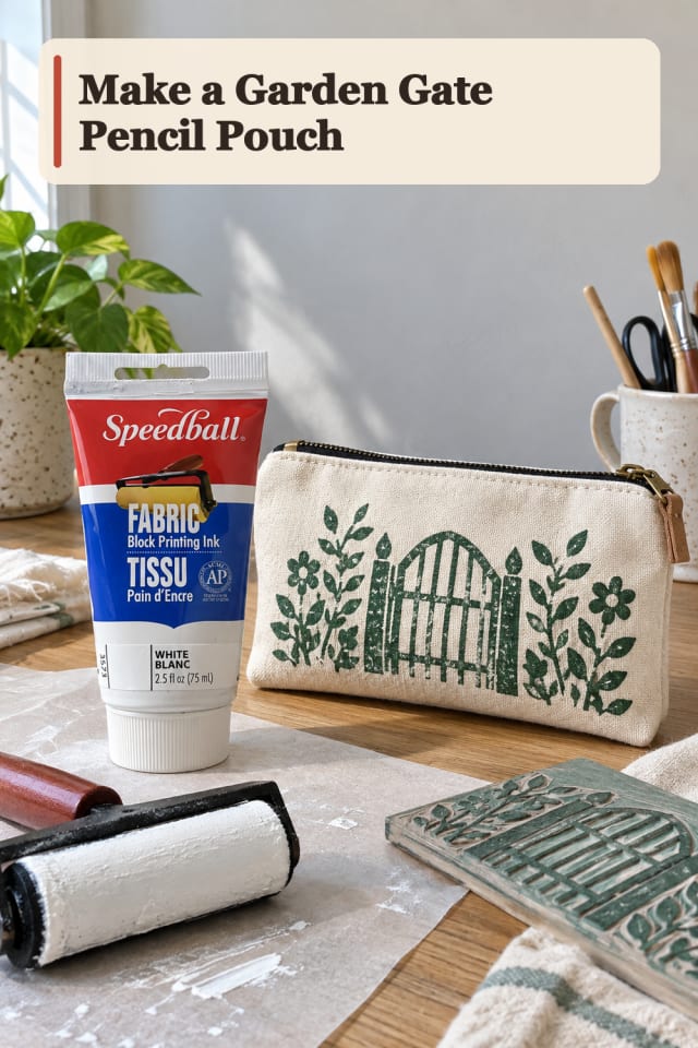 Garden Gate Pencil Pouch — Fabric Printing Project Inspiration maker-lifestyle pin