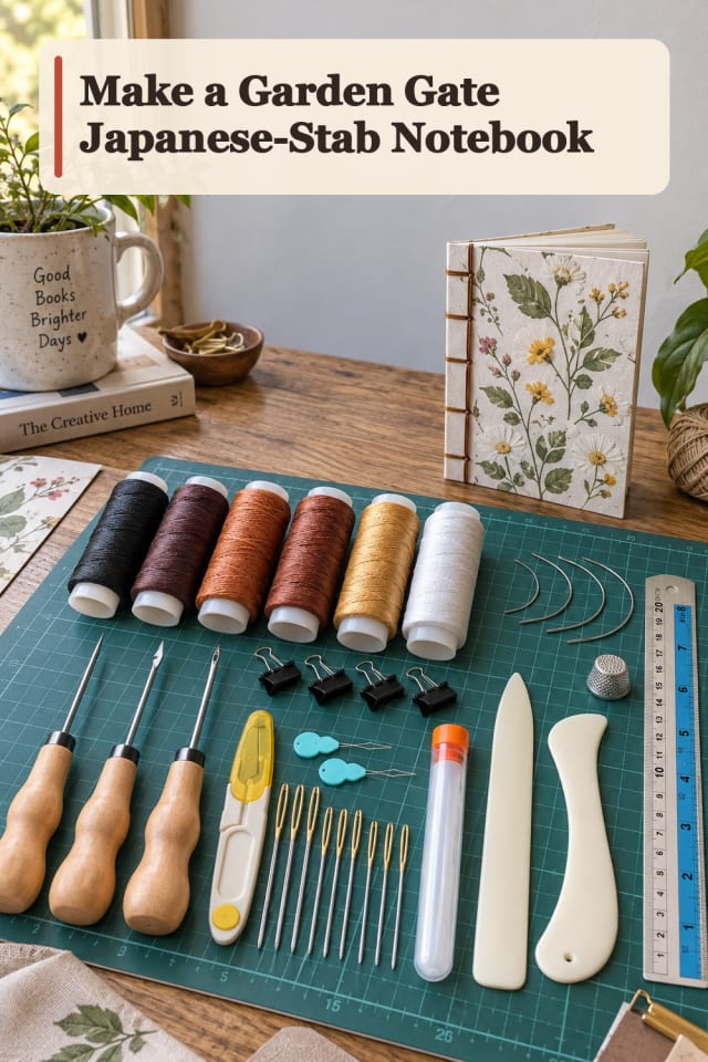 Garden Gate Japanese Stab Notebook — Bookbinding Project Inspiration maker-lifestyle pin
