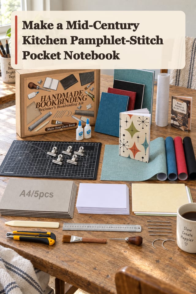 Mid Century Kitchen Pamphlet Stitch Pocket Notebook — Bookbinding Project Inspiration maker-lifestyle pin