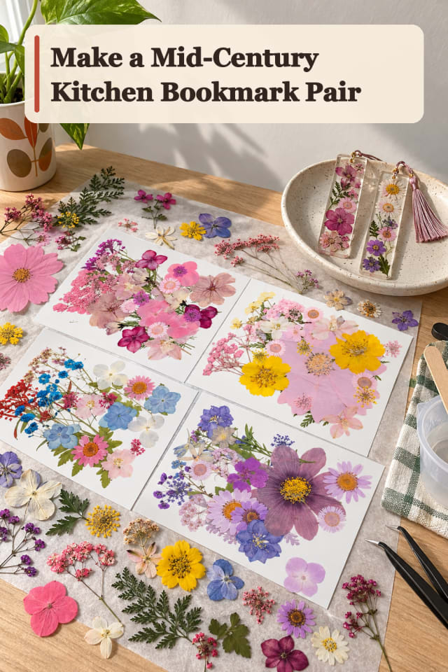 Mid Century Kitchen Bookmark Pair — Flower Press Project Inspiration maker-lifestyle pin