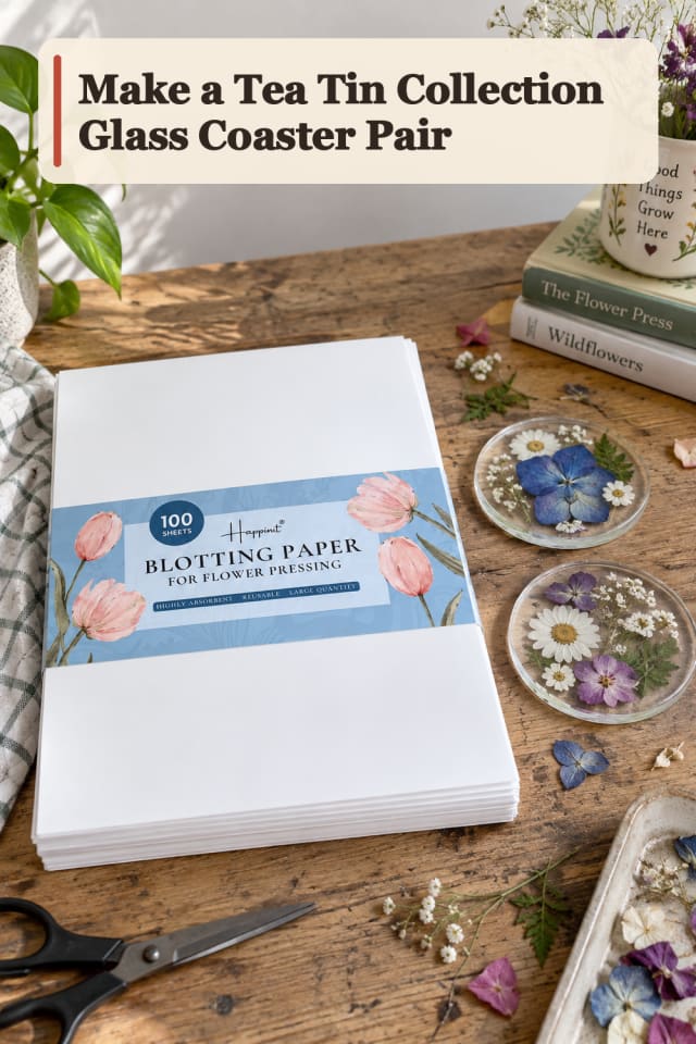 Tea Tin Collection Glass Coaster Pair — Flower Press Project Inspiration maker-lifestyle pin