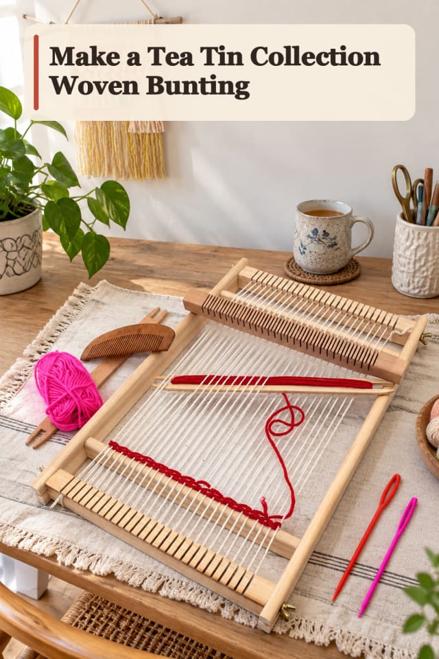 Tea Tin Collection Woven Bunting — Loom Weaving Project Inspiration maker-lifestyle pin