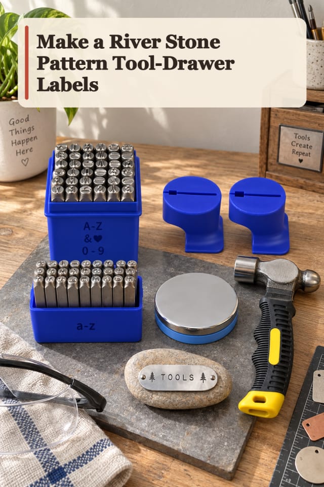 River Stone Pattern Tool Drawer Labels — Metal Embossing Project Inspiration maker-lifestyle pin