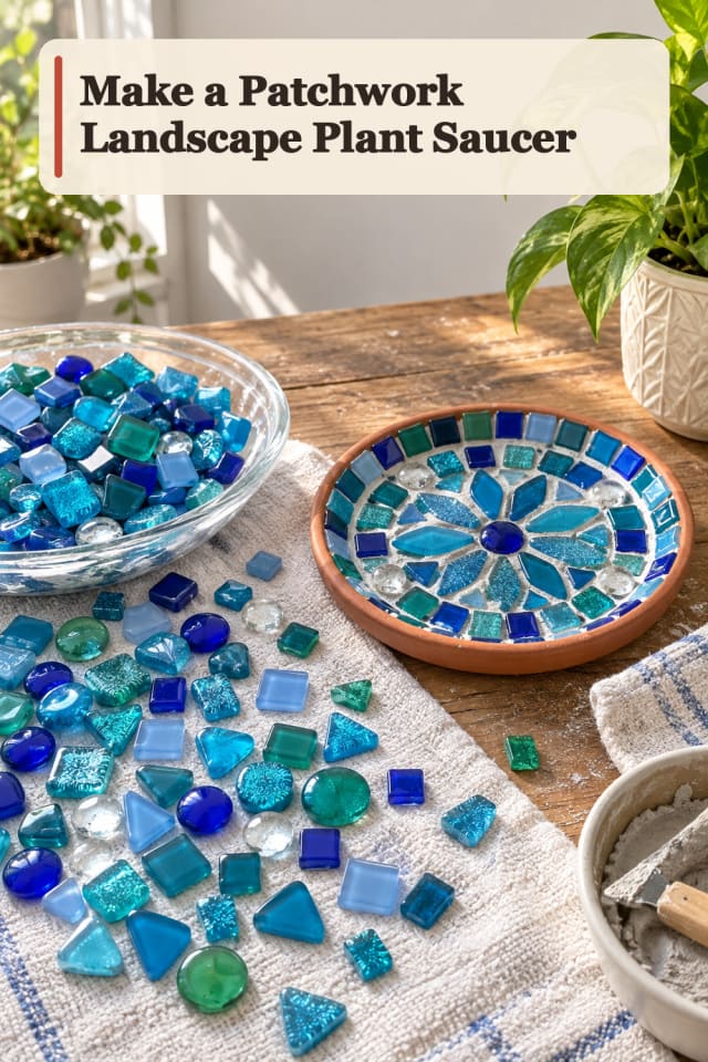 Patchwork Landscape Plant Saucer — Mosaic Project Inspiration maker-lifestyle pin