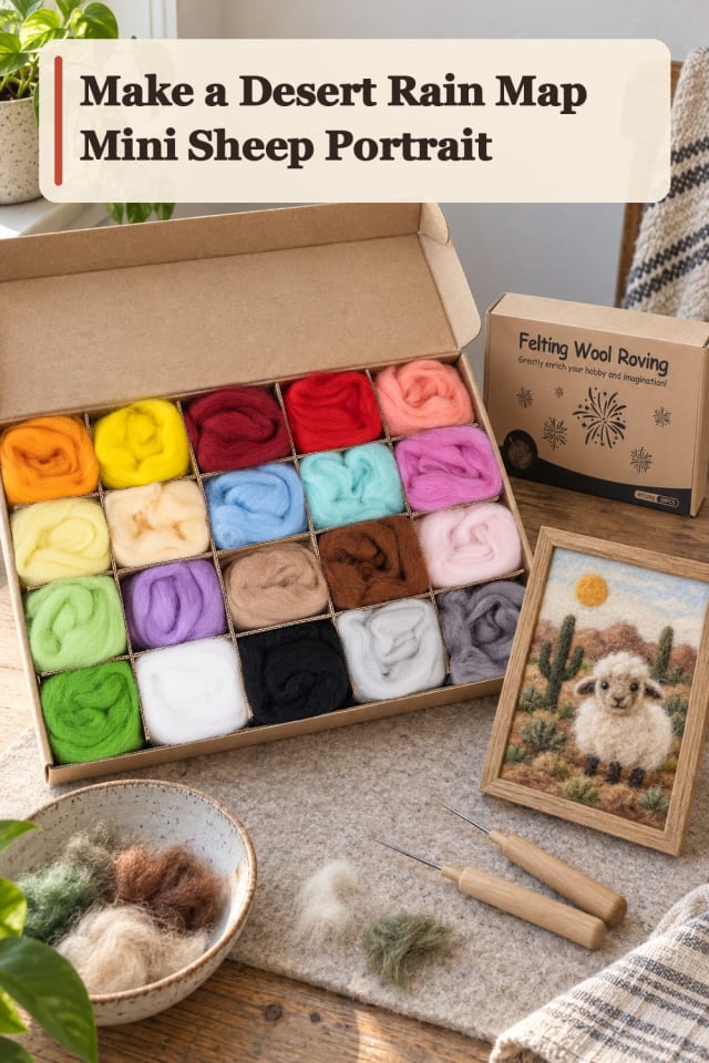 Desert Rain Map Mini Sheep Portrait — Needle Felting Project Inspiration maker-lifestyle pin