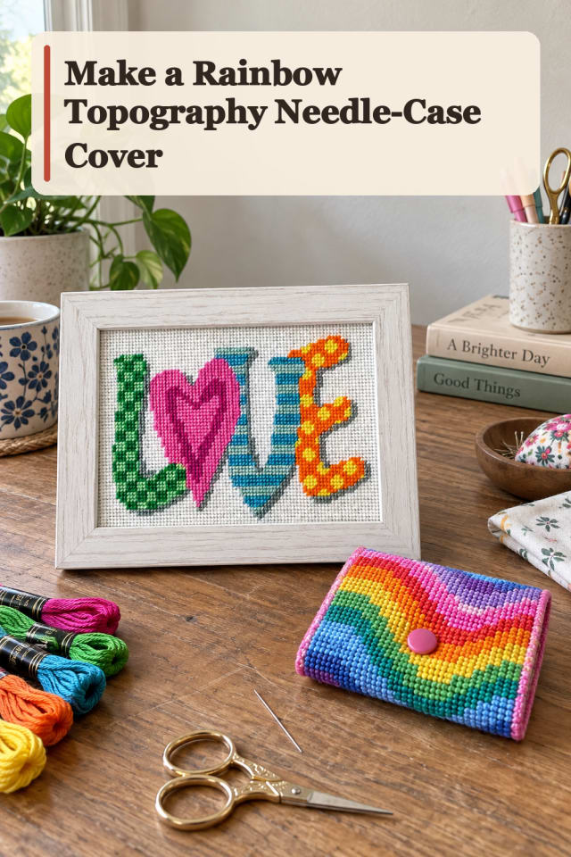 Rainbow Topography Needle Case Cover — Needlepoint Project Inspiration maker-lifestyle pin