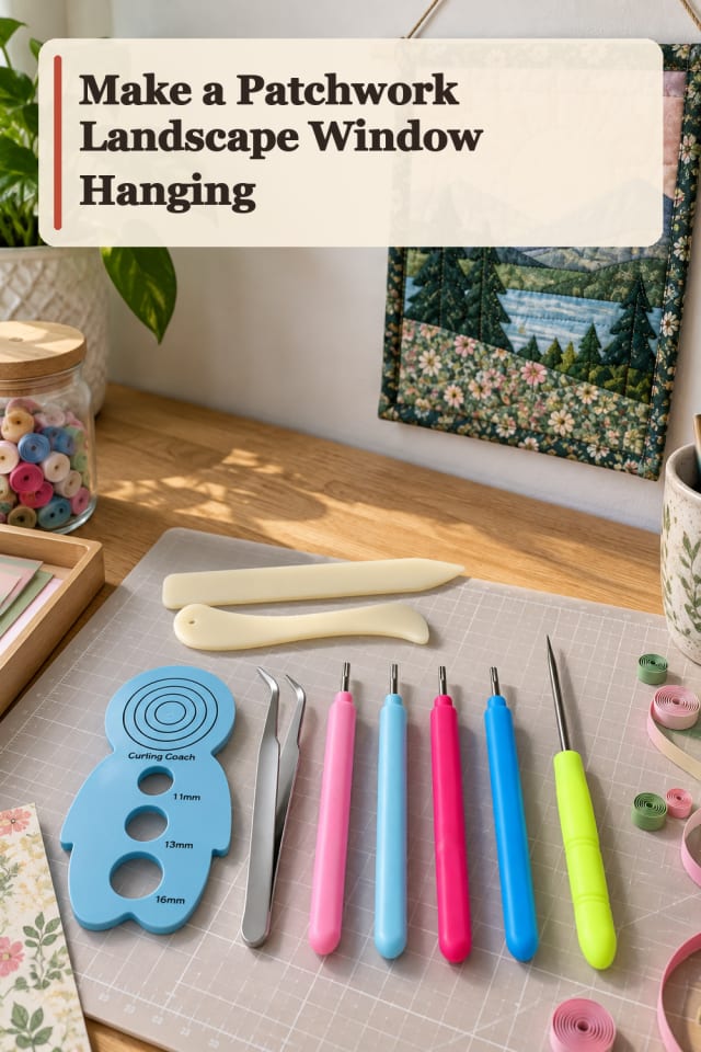 Patchwork Landscape Window Hanging — Paper Quilling Project Inspiration maker-lifestyle pin