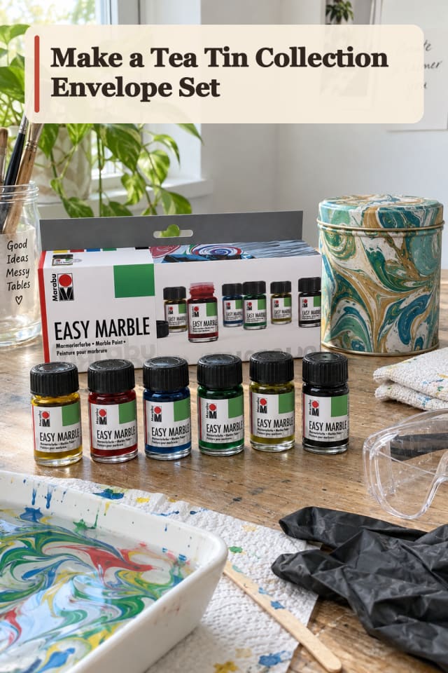 Tea Tin Collection Envelope Set — Paper Marbling Project Inspiration maker-lifestyle pin