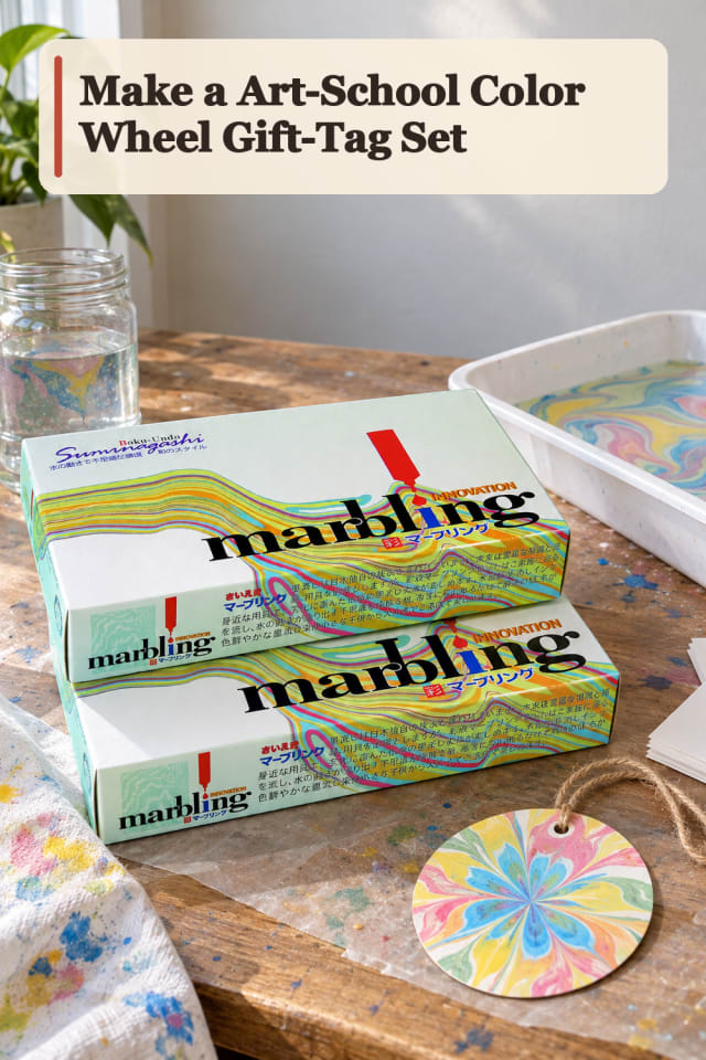 Art School Color Wheel Gift Tag Set — Paper Marbling Project Inspiration maker-lifestyle pin